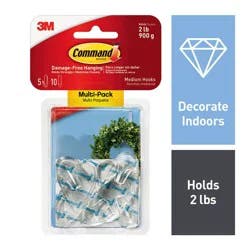 Command Damage-Free Clear Hooks with Adhesive Strips for Christmas Lights and Holiday Decoration