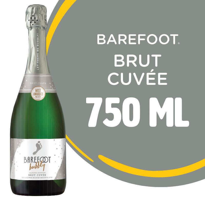 slide 2 of 8, Barefoot Bubbly Brut Cuvee Champagne Sparkling Wine - 750ml Bottle, 750 ml