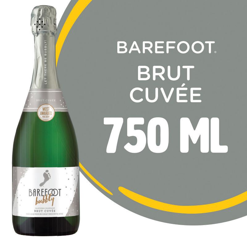 slide 2 of 9, Barefoot Bubbly Brut Cuvee Champagne Sparkling Wine - 750ml Bottle, 750 ml