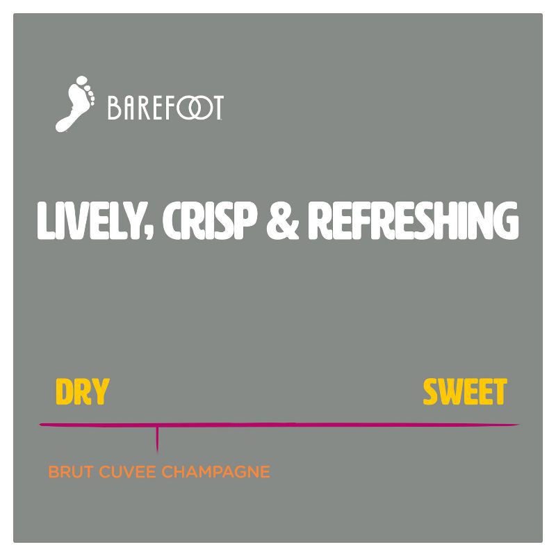 slide 5 of 9, Barefoot Bubbly Brut Cuvee Champagne Sparkling Wine - 750ml Bottle, 750 ml