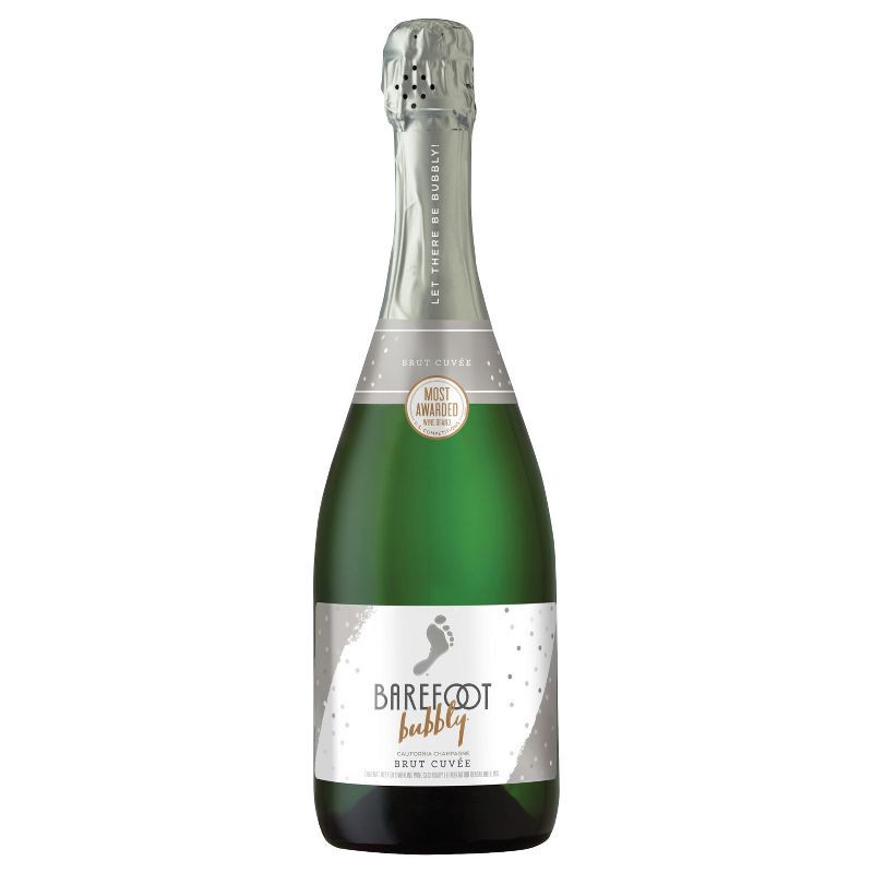 slide 1 of 9, Barefoot Bubbly Brut Cuvee Champagne Sparkling Wine - 750ml Bottle, 750 ml