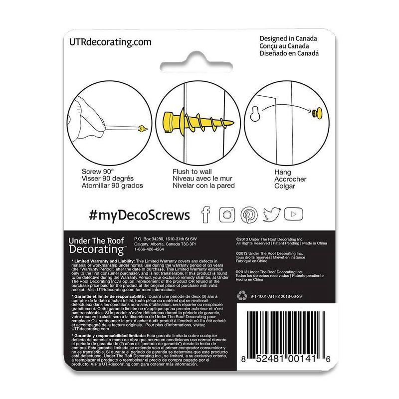 slide 2 of 8, Under the Roof Decorating Screws Nickel Project Pack: Metal Decorative Fasteners for Hanging & Wall Use, 14 Pack, 14 ct