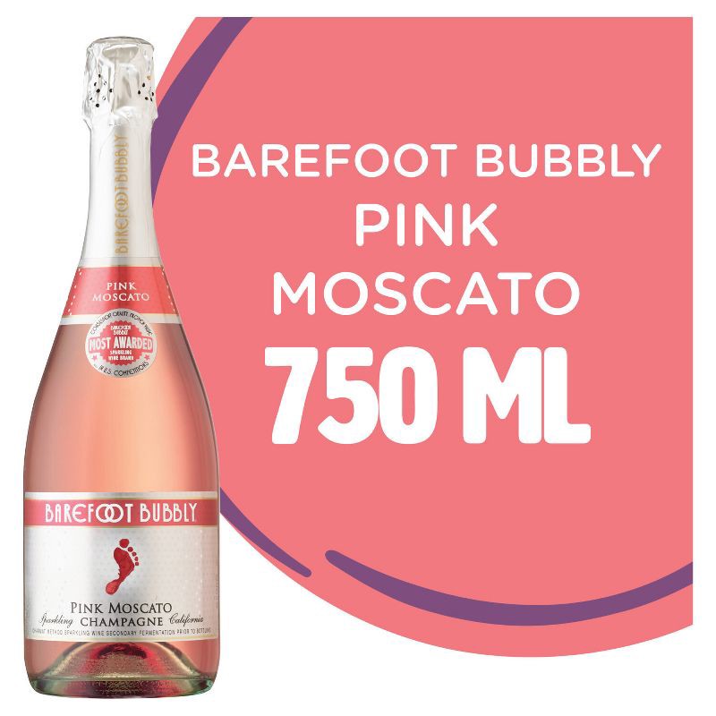 slide 2 of 12, Barefoot Bubbly Pink Moscato Champagne Sparkling Wine - 750ml Bottle, 750 ml