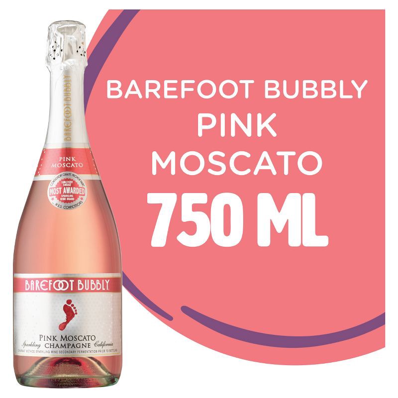 slide 6 of 7, Barefoot Bubbly Pink Moscato Champagne Sparkling Wine - 750ml Bottle, 750 ml