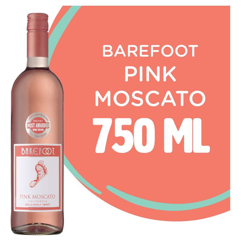 slide 7 of 11, Barefoot Cellars Pink Moscato Wine - 750ml Bottle, 750 ml