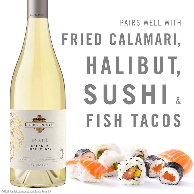 slide 5 of 8, Kendall-Jackson Avant Unoaked Chardonnay White Wine - 750ml Bottle, 750 ml