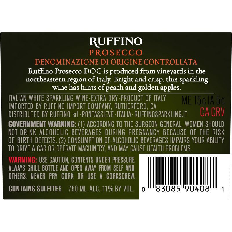 slide 11 of 15, Ruffino Glera Prosecco DOC Italian White Sparkling Wine - 750ml Bottle, 750 ml