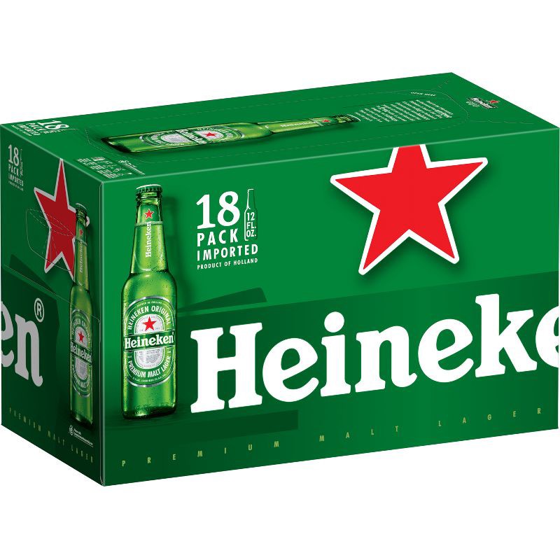 slide 1 of 9, Heineken Original Lager Beer Beer - 18pk/12 fl oz Bottles, 18 ct; 12 fl oz