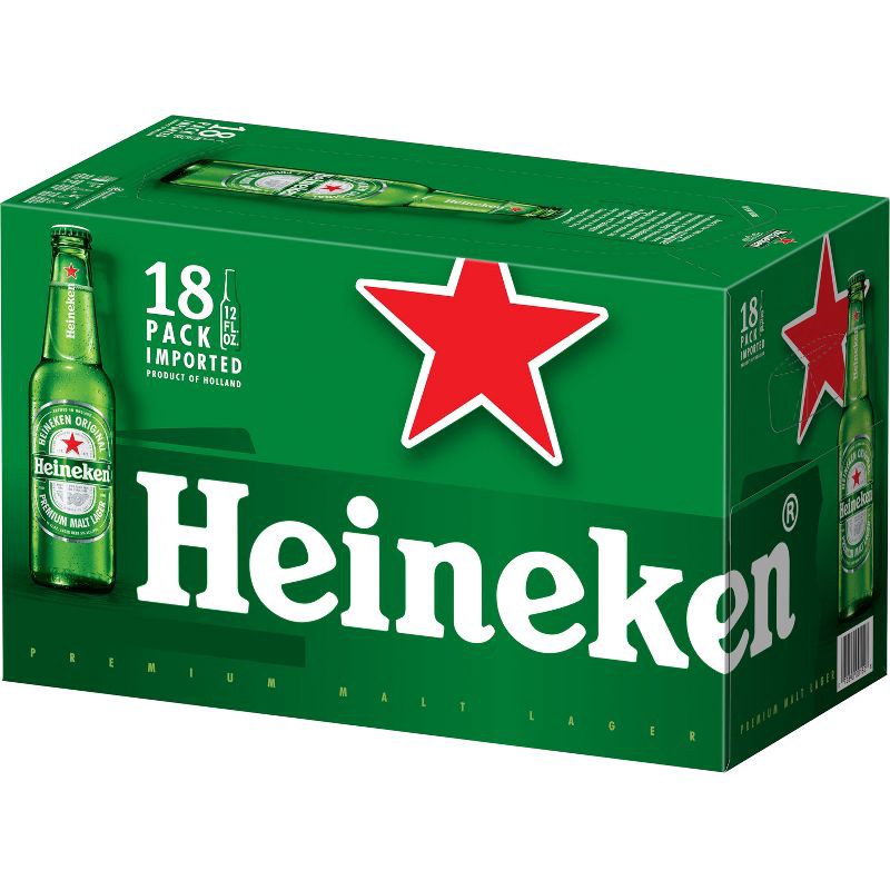 slide 7 of 8, Heineken Original Lager Beer Beer - 18pk/12 fl oz Bottles, 18 ct; 12 fl oz