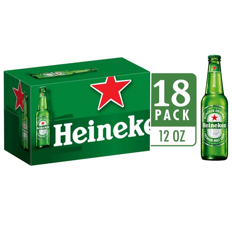 slide 1 of 8, Heineken Original Lager Beer Beer - 18pk/12 fl oz Bottles, 18 ct; 12 fl oz