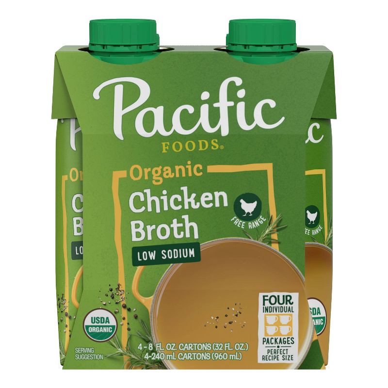 slide 9 of 9, Pacific Foods Gluten Free Organic Low Sodium Free Range Chicken Broth - 32 fl oz/4ct, 32 fl oz, 4 ct