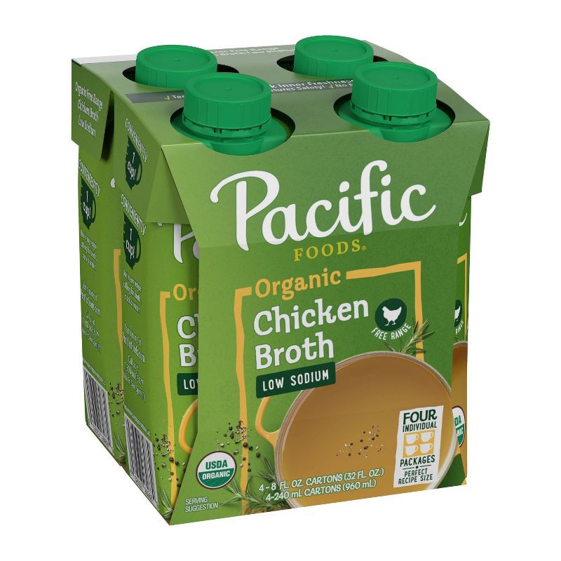 slide 1 of 9, Pacific Foods Gluten Free Organic Low Sodium Free Range Chicken Broth - 32 fl oz/4ct, 32 fl oz, 4 ct