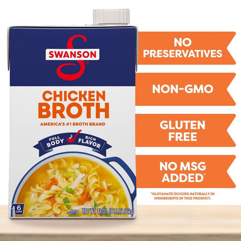 slide 4 of 10, Swanson 100% Natural Gluten Free Chicken Broth - 48oz, 48 oz