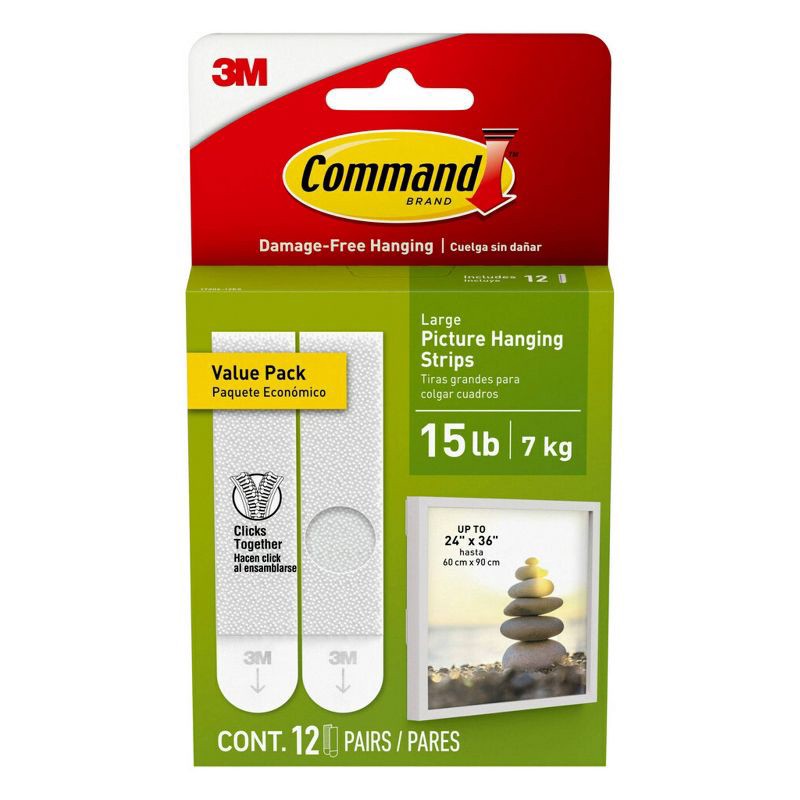 slide 1 of 15, Command Damage-Free Hanging Large Picture Hanging Strips 12 Pairs, 1 ct