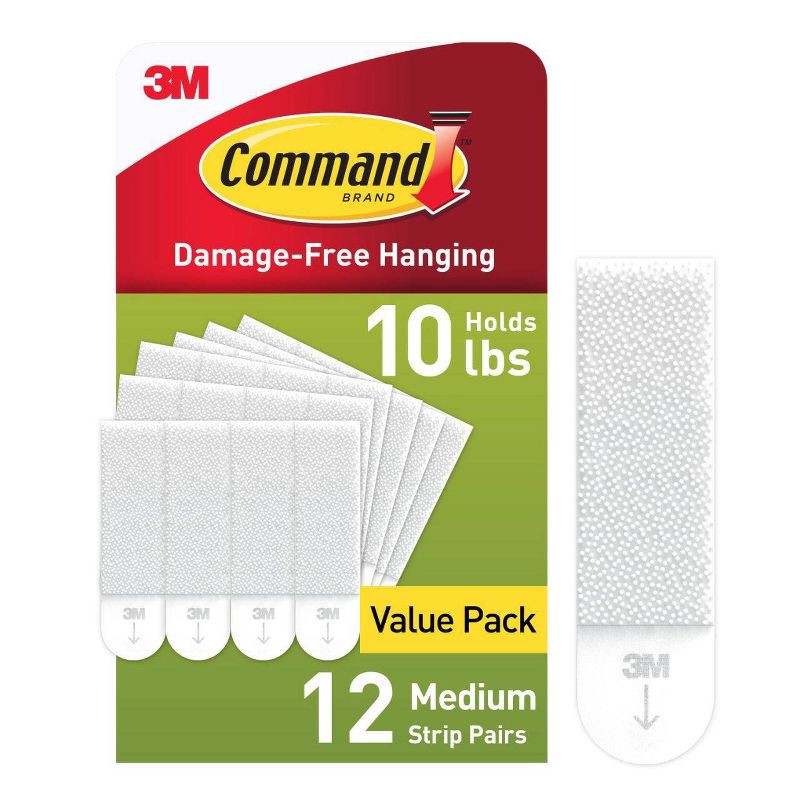 slide 1 of 14, Command 12 Sets of Strips Picture Hanging Strips Value White: Plastic Adhesive Strip for Hanging Pictures Without Nails, 1 ct