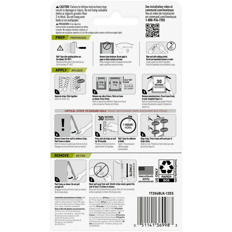 slide 10 of 13, Command 12 Sets of Strips Picture Hanging Strips Value White: Plastic Adhesive Strip for Hanging Pictures Without Nails, 1 ct