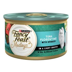 Purina Fancy Feast Medleys In a Delicate Sauce Gourmet with Fish Wet Cat Food Tuna Florentine with Garden Greens - 3oz