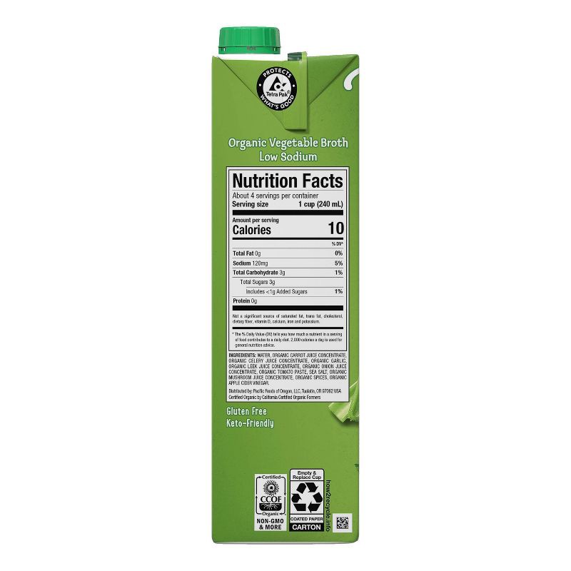 slide 10 of 10, Pacific Foods Gluten Free Organic Low Sodium Plant Based Vegetable Broth - 32oz, 32 oz