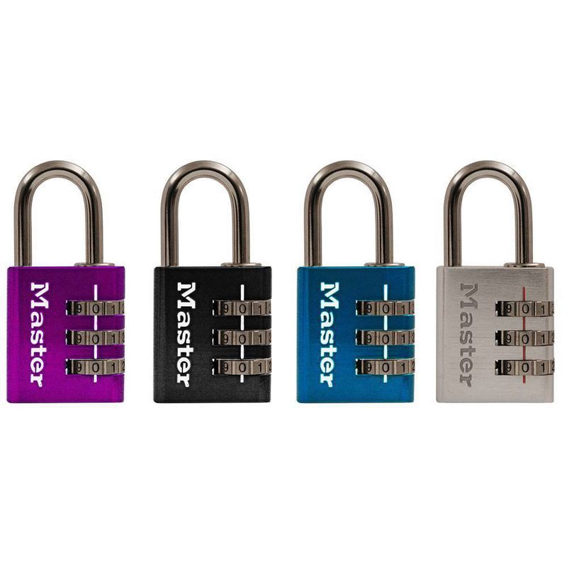 slide 1 of 3, Master Lock Asst Colors Dl 3/16 Reset Lock: Multicolor Steel Combination Padlock for Luggage & Sport Bags, 1 ct