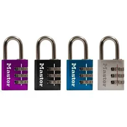 Master Lock Asst Colors Dl 3/16 Reset Lock: Multicolor Steel Combination Padlock for Luggage & Sport Bags