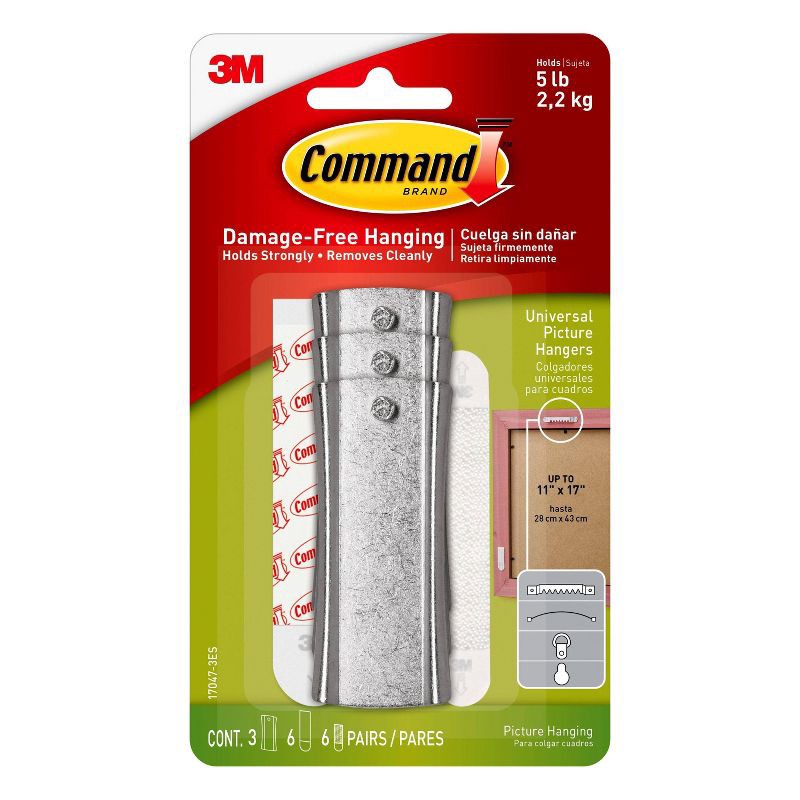 slide 1 of 13, Command 3 Hangers/6 Large Strips/6 Sets of Mini Strips Universal Picture Hangers White: Frame Hanging Hardware, 1 ct
