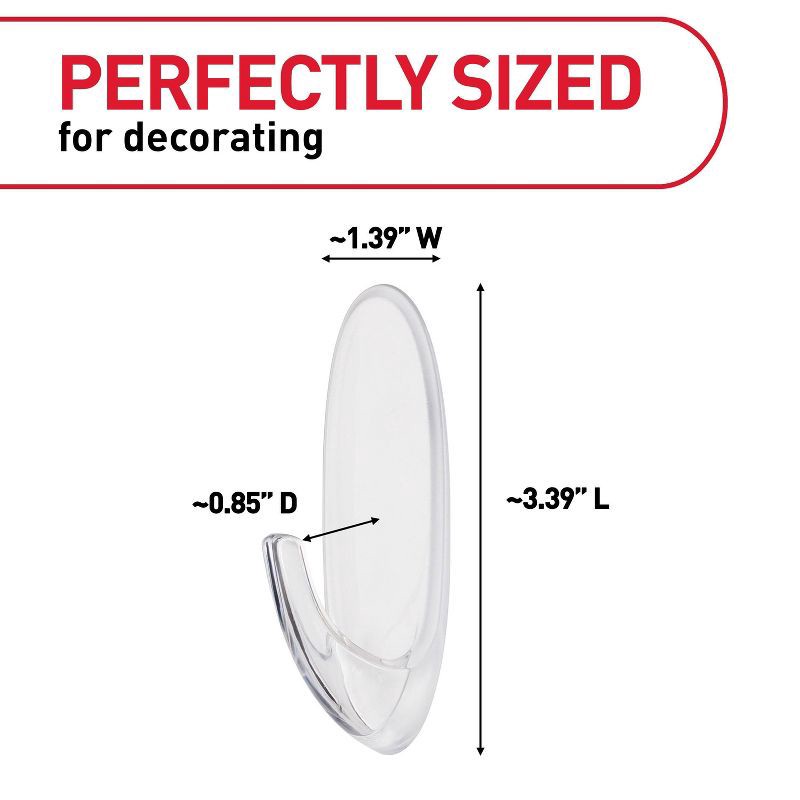 slide 2 of 8, Command Large Sized Decorative Hooks with Strips Value Clear: Adhesive Hooks for Wreaths & Stockings, Heavy Duty, 4 lb Capacity, 4 lb