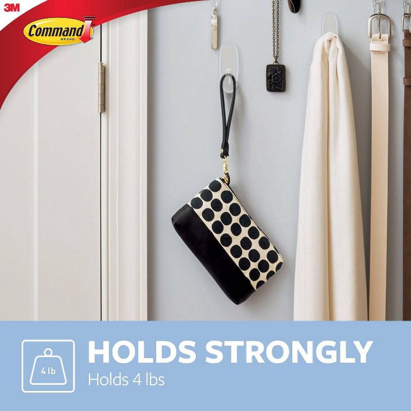 slide 3 of 8, Command Large Sized Decorative Hooks with Strips Value Clear: Adhesive Hooks for Wreaths & Stockings, Heavy Duty, 4 lb Capacity, 4 lb