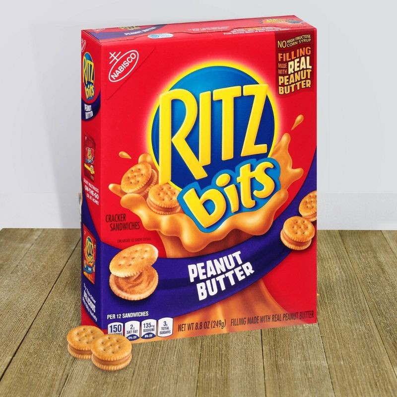 slide 3 of 14, RITZ Bits Peanut Butter Sandwich Crackers Lunch Snacks - 8.8oz, 8.8 oz