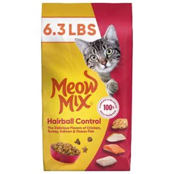 Meow Mix Hairball Control with Flavors of Chicken, Turkey , Salmon & Ocean Fish Adult Complete & Balanced Dry Cat Food - 6.3lbs
