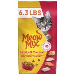 Meow Mix Hairball Control with Flavors of Chicken, Turkey , Salmon & Ocean Fish Adult Complete & Balanced Dry Cat Food - 6.3lbs