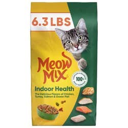 Meow Mix Indoor Health with Flavors of Chicken, Turkey ,Ocean Fish & Salmon Adult Complete & Balanced Dry Cat Food - 6.3lbs