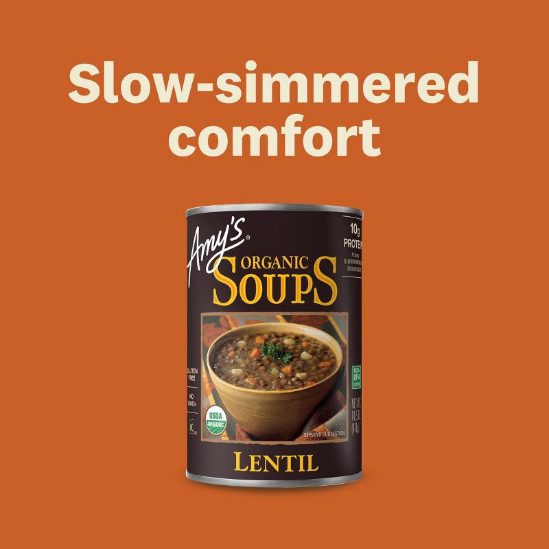 slide 9 of 11, Amy's Organic Plant Based Gluten Free Lentil Soup - 14.5oz, 14.5 oz