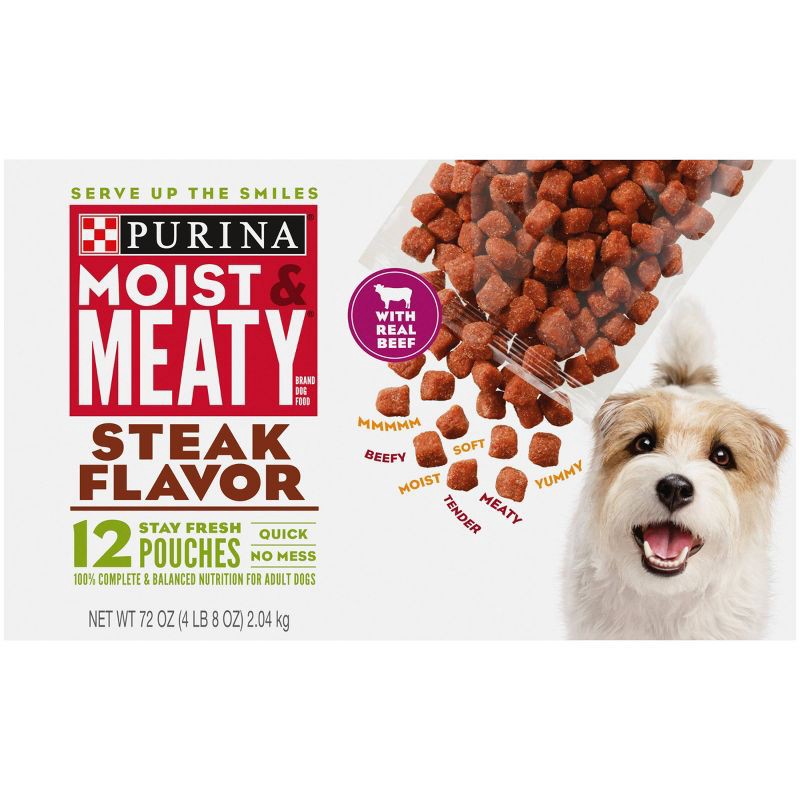slide 2 of 7, Moist & Meaty Beef Steak Flavor Dry Dog Food - 12ct, 12 ct
