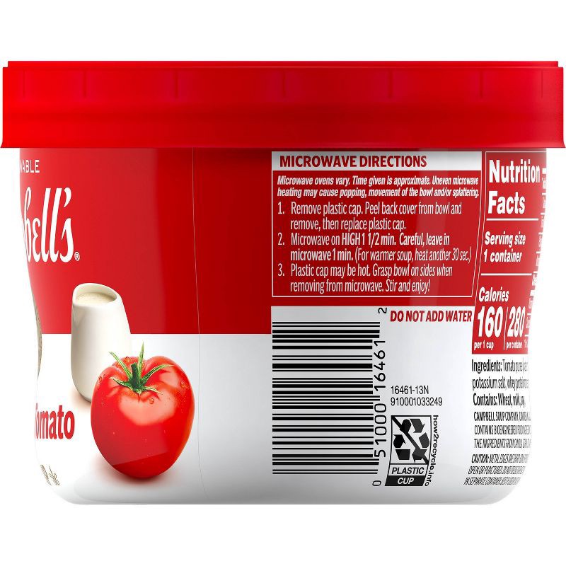 slide 8 of 11, Campbell's Creamy Tomato Soup Microwaveable Bowl - 15.4oz, 15.4 oz