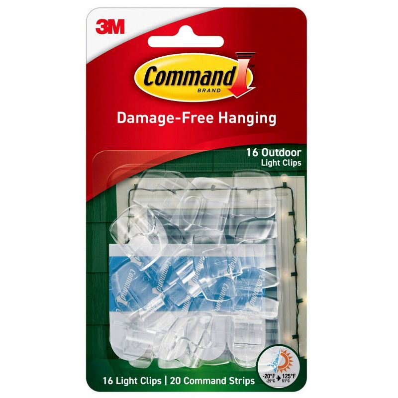 slide 2 of 11, Command Outdoor Light Clips, Clear, Damage Free Hanging of Christmas Decorations, 16 Clips, 1 ct