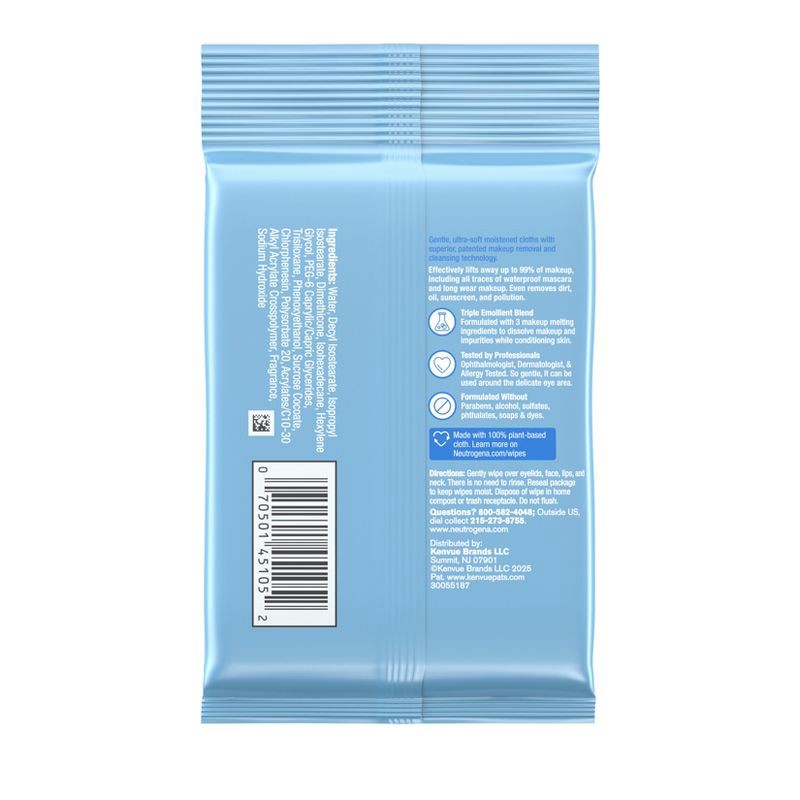 slide 9 of 9, Neutrogena Makeup Remover Wipes - Ultra Soft Micellar Facial Cleansing - Travel Pack - 7ct, 7 ct