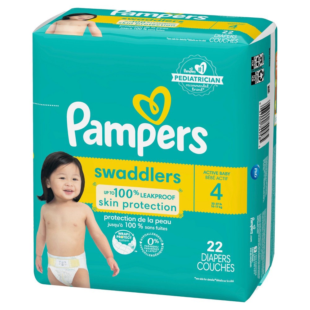 slide 9 of 9, Pampers Swaddlers Active Baby Diaper Size 4 22 Count, 22 ct