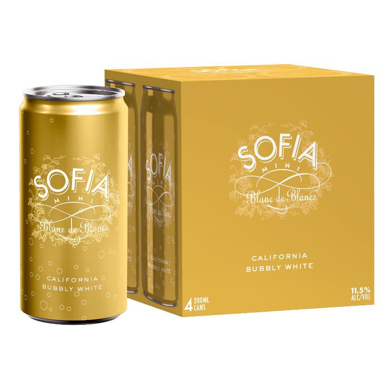 slide 1 of 4, Francis Coppola Sofia Mini Blanc De Blancs White Wine - 4pk/200ml Cans, 4 ct; 187 ml