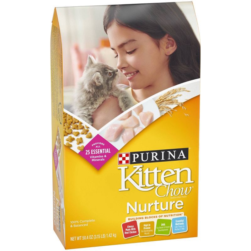 slide 4 of 6, Cat Chow Purina Kitten Chow Nurture Kitten Muscle & Brain Development Chicken Flavor Dry Cat Food - 3.15lbs, 3.15 lb