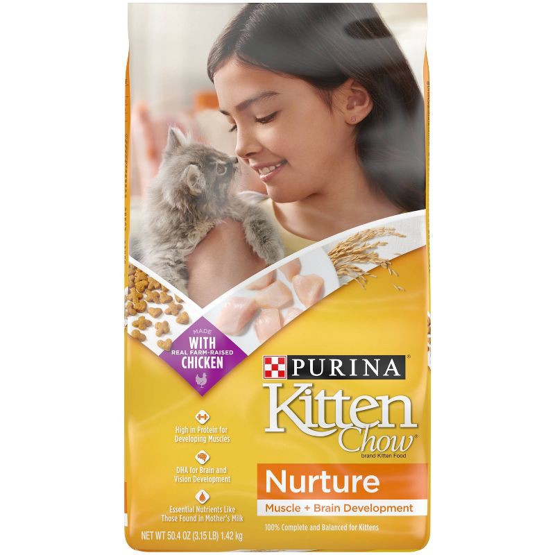 slide 1 of 6, Cat Chow Purina Kitten Chow Nurture Kitten Muscle & Brain Development Chicken Flavor Dry Cat Food - 3.15lbs, 3.15 lb