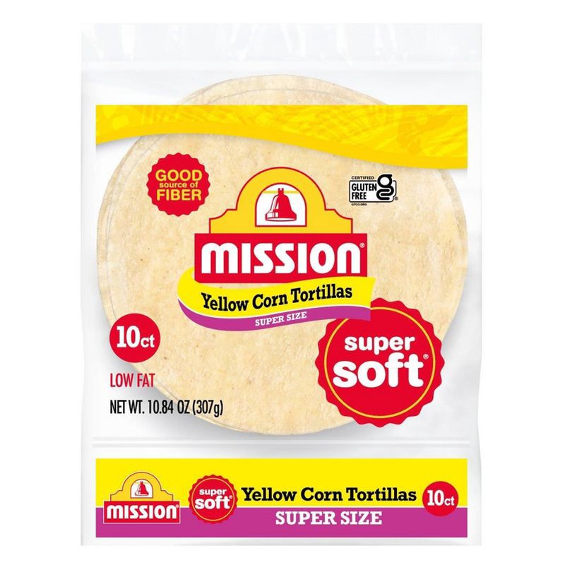 slide 1 of 6, Mission Gluten Free Super Size Yellow Corn Tortillas - 10.84oz/10ct, 10.84 oz, 10 ct