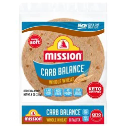 Mission Carb Balance Fajita Size Whole Wheat Flour Tortillas - 8oz/8ct