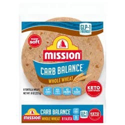 Mission Carb Balance Fajita Size Whole Wheat Flour Tortillas - 8oz/8ct