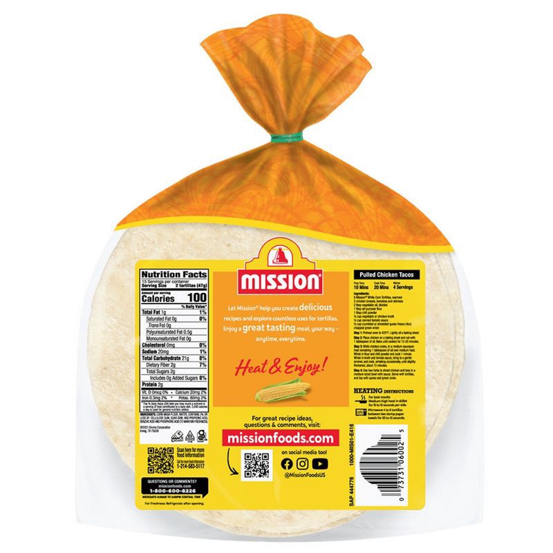 slide 2 of 5, Mission gluten Free White Corn Tortillas - 25oz/30ct, 25 oz, 30 ct