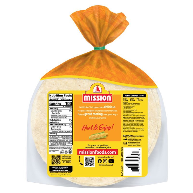 slide 2 of 5, Mission Super Soft White Corn Tortillas - 25oz/30ct, 25 oz, 30 ct