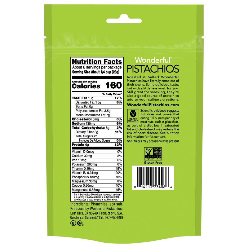 slide 6 of 7, Wonderful Roasted & Salted Shelled Pistachios - 6oz, 6 oz