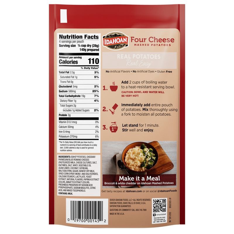 slide 2 of 10, Idahoan Gluten Free Four Cheese Mashed Potatoes - 4oz, 4 oz