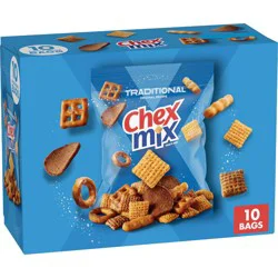 Chex Mix Traditional Snack Mix Bags - 17.5oz/10ct: Whole Grain, Cholesterol Free