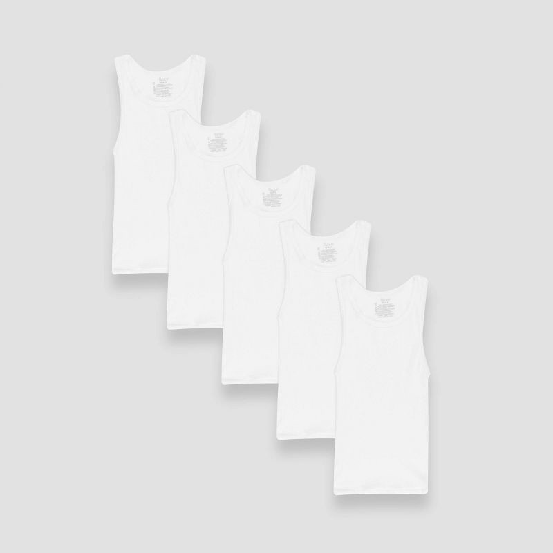 slide 1 of 5, Hanes Boys' Solid 5pk Ribbed Tank - White XS, 5 ct