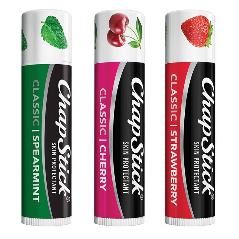 slide 16 of 20, Chapstick Classic Variety Pack Lip Balm - Cherry, Strawberry, & Spearmint - 3ct/0.45oz, 3 ct, 0.45 oz